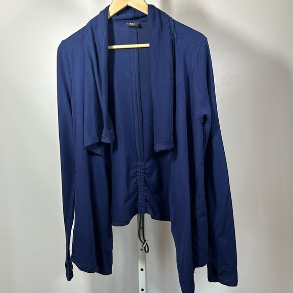 SPLITS59 Women's Draped Open Front Cardigan Jacket Blue Size Medium - Picture 2 of 11